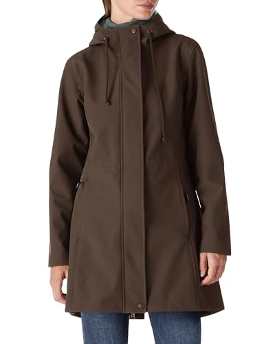 Outdoor Ventures Women's Lightweight Waterproof Fleece Lined Hooded Softshell Rain Jacket, Warm Windbreaker Long Coat - color: Chocolate, size: X-Small