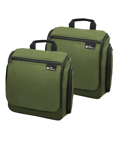 D&D Wanderlust D&D Hanging Travel Toiletry Bag for Men and Women – Cosmetics, Makeup and Toiletries Organizer Kit with 10 Compartments - color: 2 Pack Green
