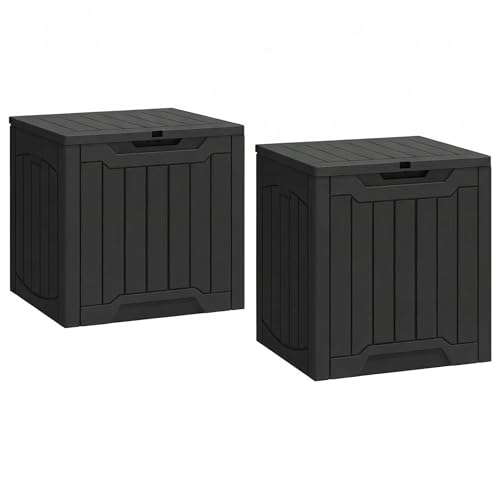 YITAHOME 31 Gallon Deck Boxes Set of 2, Lockable Outdoor Storage Bins for Patio Cushions, Garden Tools, Weather-Resistant Resin Storage Solution, Black - color: Black, size: 31 Gallon 2pcs