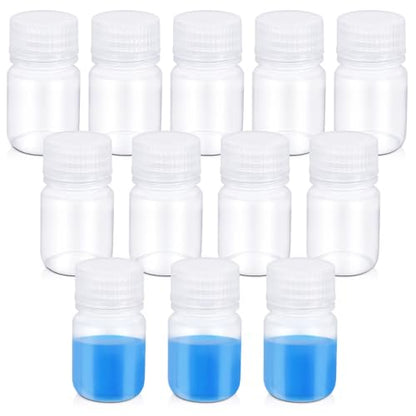 12 Pack 1oz Plastic Bottles with Lids - Wide Mouth BPA-Free Leak-Proof Sample Containers for Lab Reagents, Pills, Cosmetics, Travel Toiletries & Essential Oils Storage (Transparent, 1OZ/30ML) - size: 1OZ/30ML