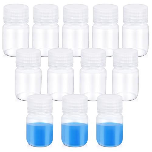 12 Pack 1oz Plastic Bottles with Lids - Wide Mouth BPA-Free Leak-Proof Sample Containers for Lab Reagents, Pills, Cosmetics, Travel Toiletries & Essential Oils Storage (Transparent, 1OZ/30ML) - size: 1OZ/30ML