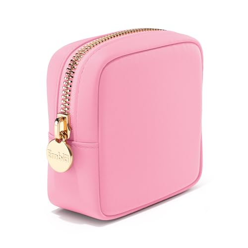 Embla Small Makeup Bag for Purse, Mini Waterproof Nylon Cosmetic Pouch, Durable and Lightweight Travel Toiletry Bag with Smooth Zipper, Light Pink - color: Flamingo, size: Mini