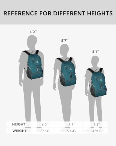WATERFLY Small Lightweight Packable Backpack: 20l Ultra Light Foldable Travel Hiking Camping Daypack Day Pack for Man Woman - color: A-teal Blue
