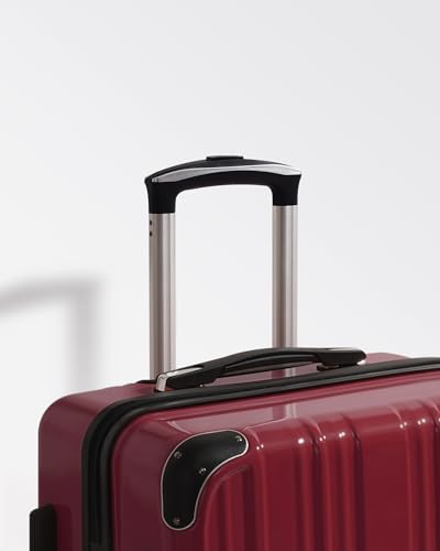 Coolife Luggage, Suitcase with Durable and Lightweight, Large Checked Luggage with PC+ABS Hardshell Expandable, Dual Spinner Wheels, TSA Lock, and YKK Zipper(wine wind ne, L(28in)) - color: wine wind new, size: L(28in)