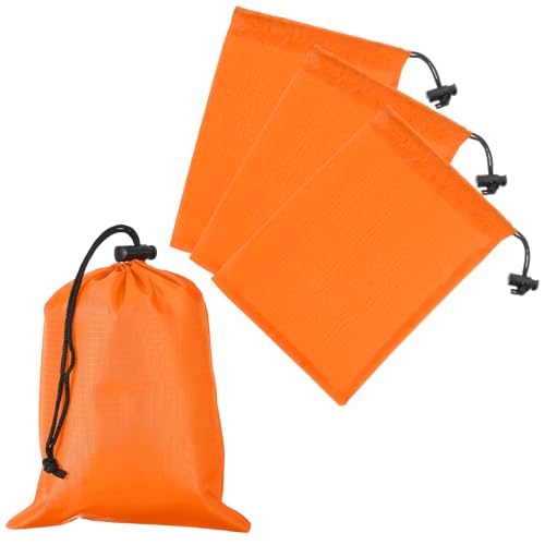 Drawstring Bag with Toggle, Stuff Sack String Waterproof Travel Storage Bags Cinch Stuff Pouch -Fitting for (Gym/Traveling/Hiking/Yoga/Office/Shoes) 6 x 8 & 4 Pack & Orange - color: Orange, size: 6 x 8"