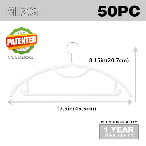 MIZGI Premium Velvet Hangers 50-Pack,No Shoulder Bump Hangers W/Tie Bar Ultra Thin Space Saving Non Slip Hanger Heavy Duty Felt Rounded Clothes Hanger for Sweaters,Coat,Jackets,Pants,Shirts - color: White, size: 50 Pack