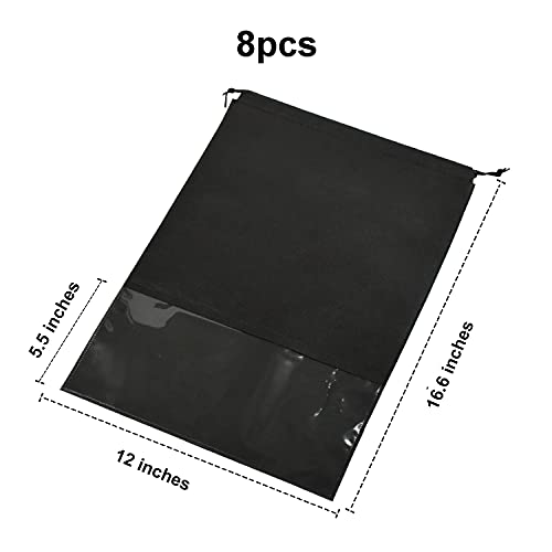 8PCS Travel Shoe Bags with Rope for Men and Women Large Shoes Pouch Organizers - color: Black