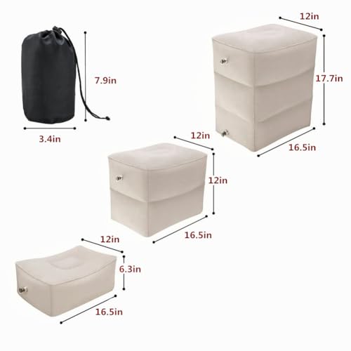 Inflatable Travel Foot & Leg Rest Pillow with Adjustable Height for Airplane, Car, Bus, Train, Office, Camping and Kids to Sleep on Long Flights, Air Pump Included - size: pillow-2