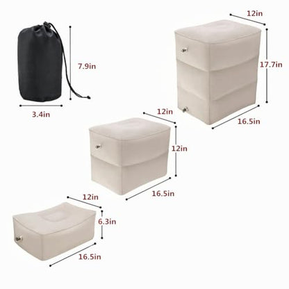 Inflatable Travel Foot & Leg Rest Pillow with Adjustable Height for Airplane, Car, Bus, Train, Office, Camping and Kids to Sleep on Long Flights, Air Pump Included - size: pillow-2