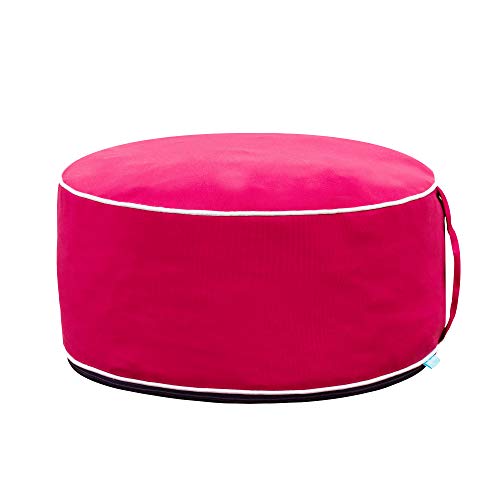 QILLOWAY Inflatable Outdoor Ottoman for Patio, Waterproof Round Pouf, Inflatable Foot Rest, Outdoor Footstool for Poolside, Garden，Camping,Red - color: Red