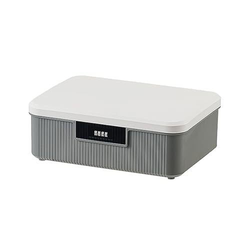 RUIAN Lockable Storage Container Bin, 4.2 Gallon Security Portable Combination Lock Plastic Box, Locked Security Box Suitable for Storing Important Items and Documents (White Gray) - color: White Gray, size: 4.2gallon (1 Box)