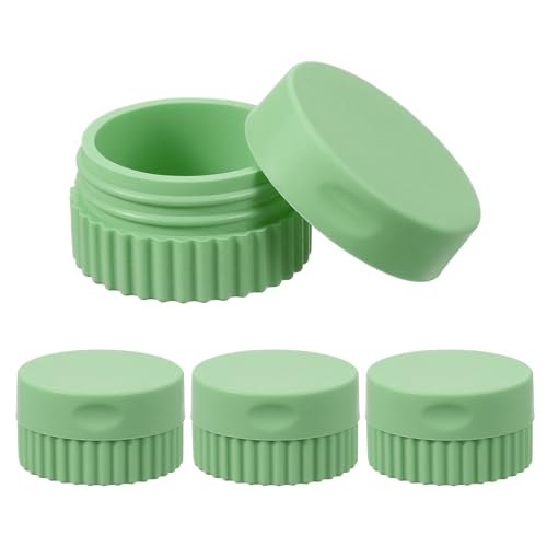 uxcell 4pcs Travel Containers for Toiletries, 0.68oz 20ml Small Silicone Cream Jars Leak-proof Travel Essentials with Lid for Cosmetic Body Skin Cream, Grass Green - color: Grass Green