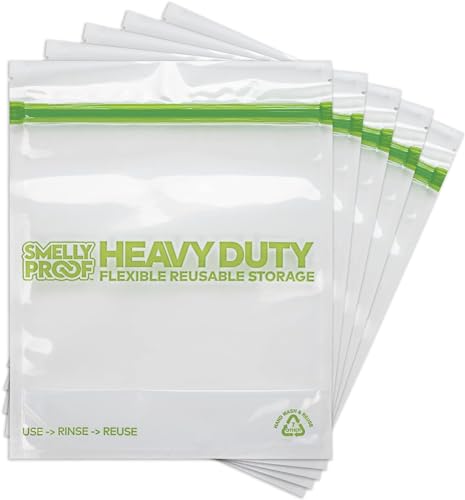 Smelly Proof BULK VALUE, 50-Pack HEAVY DUTY 5-mil Reusable Bags, Stand-Up, Expandable, Dishwasher-Safe, Odor-Proof, Durable Poly Nylon (Non-Silicone) US-Made 8.5" x 10" Quart 50pk - size: 50pk Quart 8.5" x 10"