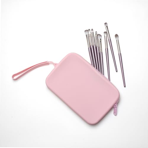 Large Silicone Multifunctional Essential Bag Portable Travel Makeup Bag for Women Men Cards Cash Bag Zipper Pouch (Pink) - color: Pink