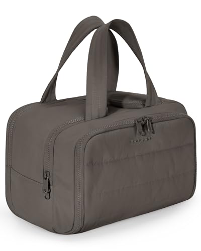 BAGSMART Travel Toiletry Bag, Crush Toiletry Bag for Women, Wide-open Puffy Toiletry Bags for Traveling, Large Travel Cosmetic Makeup Bag Organizer for Accessories,Toiletrie (Charcoal Gray) - color: Charcoal Gray