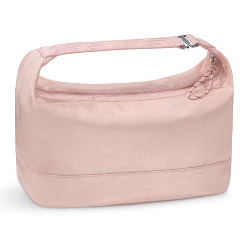 HauteHues Travel Makeup Bag for Women Large Capacity Cosmetic Handheld Portable Organizer Large Opening Waterproof Storage Toiletry Bags Pink - color: Pink