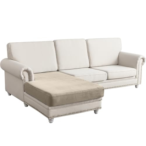 Couch Cover Velvet Chaise Cushion Cover for Sectional Sofas - Elastic L-Shaped Sofa Seat Covers Washable, Slipcover Protector (1-Piece, Taupe) - color: Taupe, size: Chaise Cover