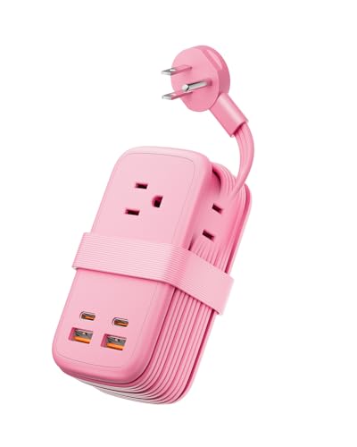 NTONPOWER GAN Ultra 65W Pink Fast Charging Station, Travel Power Strip with 3 Outlets 4 USB (2 USB C), Pink Extension Cord 4Ft, Kawaii Cute Accessories Compatible with MacBook, iPhone - color: Pink, size: 65W