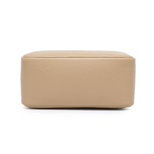 PU leather Organizer Bag Lightweight Cosmetic Bag with Ring Clasp Perfect Travel Makeup Bag for Women (Sandy/PU) - color: Sandy/PU