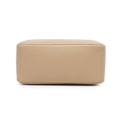 PU leather Organizer Bag Lightweight Cosmetic Bag with Ring Clasp Perfect Travel Makeup Bag for Women (Sandy/PU) - color: Sandy/PU