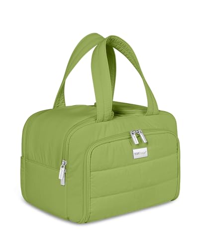 TOPDesign Travel Toiletry Bag for Women, Puffer Large Toiletry Bag, Lightweight Cosmetic Makeup Organizer with Handle for Traveling, Accessories, Essentials, Toiletries (Green) - color: Green