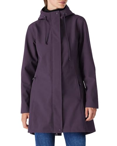Outdoor Ventures Women's Lightweight Waterproof Fleece Lined Hooded Softshell Rain Jacket, Warm Windbreaker Long Coat - color: Purple, size: XX-Large
