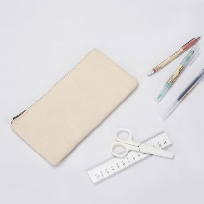 Canvas Pencil Pen Case Stationery Case Pouch Bag (Beige, S) - color: Beige