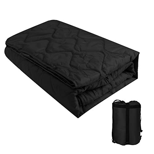 Poncho Liner Military Insulation Blanket Camo with Compression Carry Bag for Outdoors Hiking Jungle Hunting Gear - color: Bk (Upgrade Package), size: 1.4Mx2M(4.6x6.6ft)