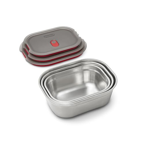 BLACK + BLUM Lunch Bowl Mixed Set - Reusable Meal Prep Containers for Picnic & Camping - Microwavable Stainless Steel Lunch Dinner Food Storage Box - Leak Proof Lid - Dishwasher Oven Safe - 20/30/40oz - size: Mixed Box Set (600ml / 900ml / 1.2L)