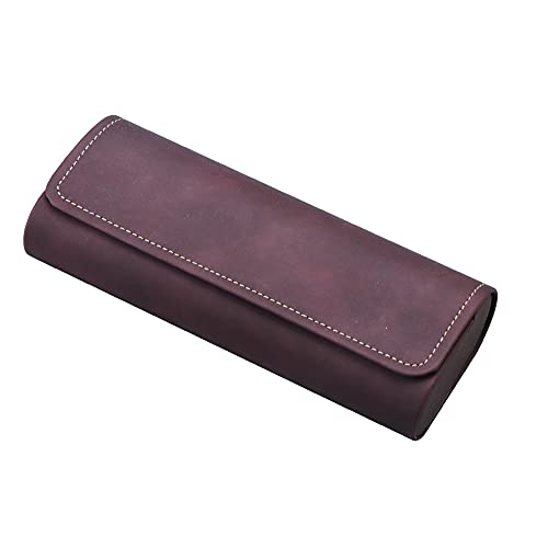 LifeArt Eyeglass Case Hard Shell, Portable Sunglass Case for Women and Men, fashionable PU Leather Eyeglass Case, Lightweight - color: Qhcx(dark Red)