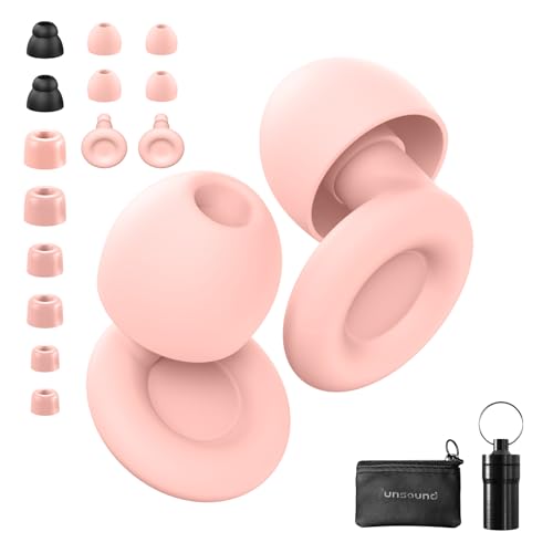 Ear Plugs for Sleeping Noise Reduction Reuseable, Concerts, Focus, Travel, Work, High Fidelity – 7 Pairs Eartips – Flexible Soft – Touch – NRR of 24 and 27 dB Noise Cancelling (Pink) - color: Pink