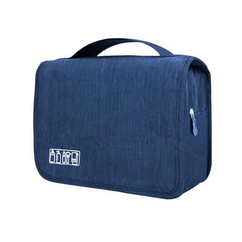 L & FY Hanging Travel Toiletry Bag Women's Cosmetic Organizer Makeup Pouch Men's Shaving Kits With Handle (Denim Navy Blue) - color: Denim Navy Blue, size: Compact Size