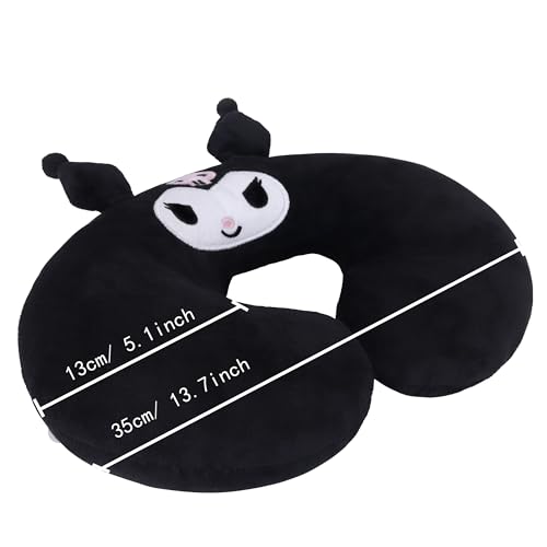 Roffatide Anime Kuromi U-Shape Neck Pillow Printed Plush Melody Travel Pillows for Sleeping Christmas and Birthday Gift Melody Black - color: C