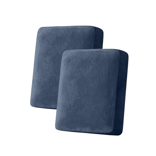 Couch Cover Stretch Velvet Sofa Cushion Cover 2-Piece - Elastic Washable Slipcover for Seat or Backrest, Couch Seat Covers for Sofas (Berlin Blue) - color: Berlin Blue, size: 2PC Seater or Backrest