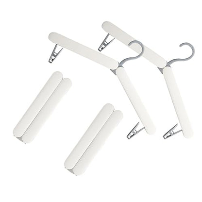 4 Pack Travel Hangers,Foldable Hangers,with Hidden Clips,Lightweight and Portable,Space Saving,Suitable for Skirts, Pants,Suits, Jackets, etc (White) - color: White