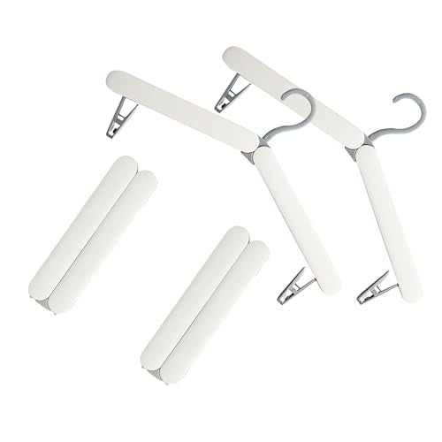 4 Pack Travel Hangers,Foldable Hangers,with Hidden Clips,Lightweight and Portable,Space Saving,Suitable for Skirts, Pants,Suits, Jackets, etc (White) - color: White
