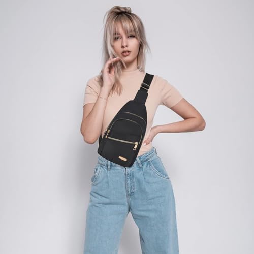 Banelu Small Crossbody Sling Bag Sling Backpack, Cross Body Bag Crossbody Purses for Hiking Traveling Outdoors - color: I Black