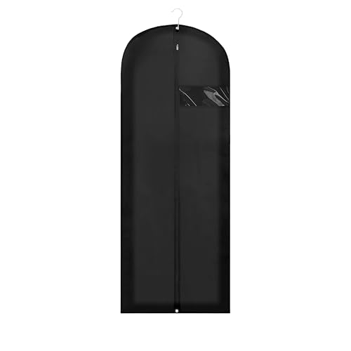 60" Dress Bags for Gowns Long, Garment Bags for Hanging Clothes with Clear Window, Foldable Suit Bag Cover for Travel and Storage (Black) - color: Black 60"