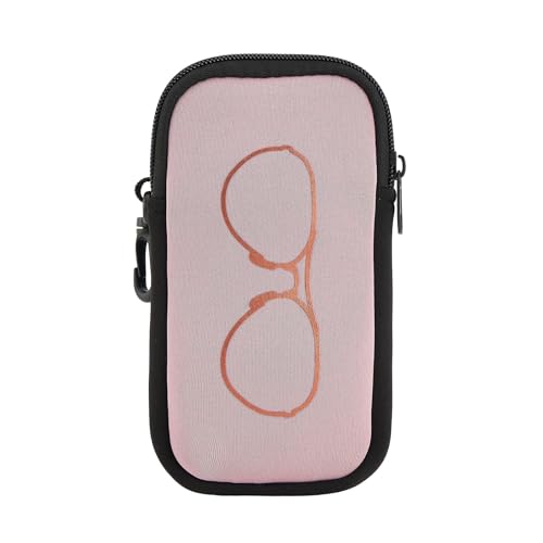 QIUTIMIY Sunglasses Soft Case Zipper Double Eyeglass Case with 2 Compartments 1 Belt Clip - color: Blus