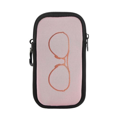 QIUTIMIY Sunglasses Soft Case Zipper Double Eyeglass Case with 2 Compartments 1 Belt Clip - color: Blus