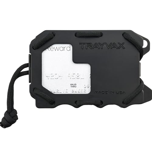 Trayvax Original 2.0 Wallet, RFID Front Pocket Tactical Metal Credit Card Holder with Money Clip, Slim Minimalist Wallet for Men and Women, Black - color: Black