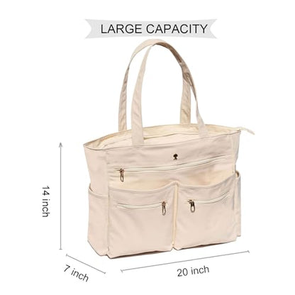 Weekender Bag Carry On Bag Overnight Tote Travel Duffle with 13 Pockets for Travel,Work，Gym,Beach,Teacher,Nurse - color: Beige