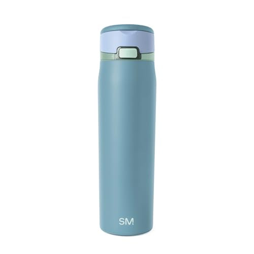 Simple Modern Mesa Loop Water Bottle with Covered Straw and Handle | 24oz Cup Holder Friendly Insulated Stainless Steel Bottles for Travel, Sports and School | Glacier Bay - color: -Glacier Bay, size: 24 Ounces