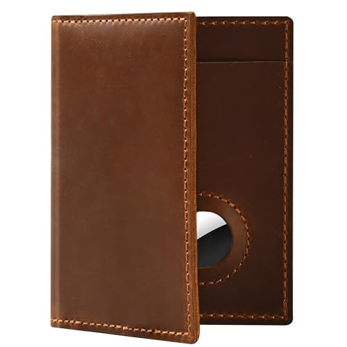 Passport Holder for Travel, Genuine Leather Passport Wallet Cover Case with Airtag Slot, RFID Blocking, for Women Men, Travel Essentials Gift, Brown - color: brown