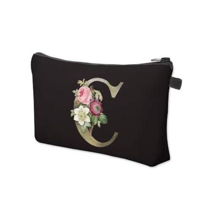 Deanfun Makeup Bag, Bride Bridesmaid A-Z Make Up Bag, Small Personalized Initial Letter 3D Printings Waterproof Cosmetic Bags for Women (C) - color: Letter C