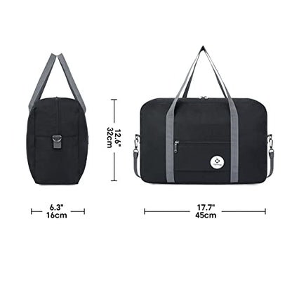 For Spirit Airlines Personal Item Bag Foldable Travel Duffel Bag Tote Carry on Luggage Duffle Overnight for Women and Men - color: 3112-Black