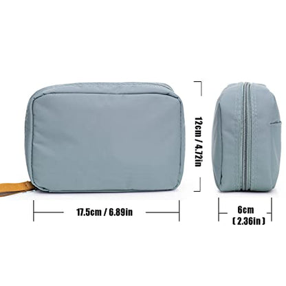Hekyip Rectangular Cosmetic Beauty Bag for Purse Travel Handy Makeup Pouch for Women Girls (Rectangular Grayish Blue) - color: Rectangular Grayish Blue