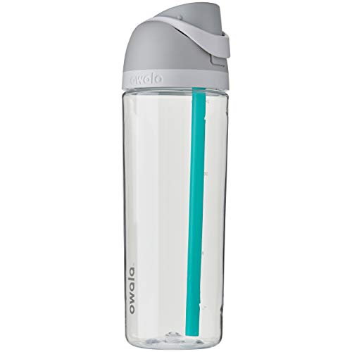 Owala FreeSip Clear Tritan Plastic Water Bottle with Straw, BPA-Free Sports Water Bottle, Great for Travel, 25 Oz, Shy Marshmallow - color: Shy Marshmallow