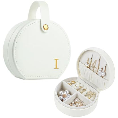 Travel Jewelry Case, Elegant Half-Moon Design with Golden Accents, Detachable Handle, White Personalized Accessory Organizer, Fashion-Forward Gift for Women and Teens(I) - style: I