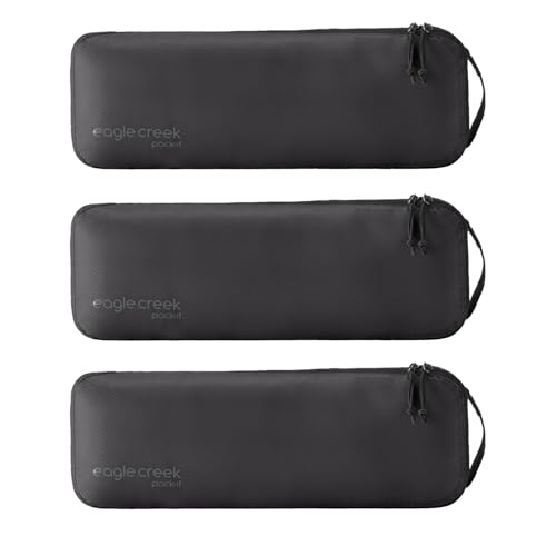 Eagle Creek Pack-It Isolate Slim Cube M/M/M Set - Minimalist Compact Travel Organizer for Hair Styling Tools, Belts & Small Items - Travel Accessories - Black - color: Black